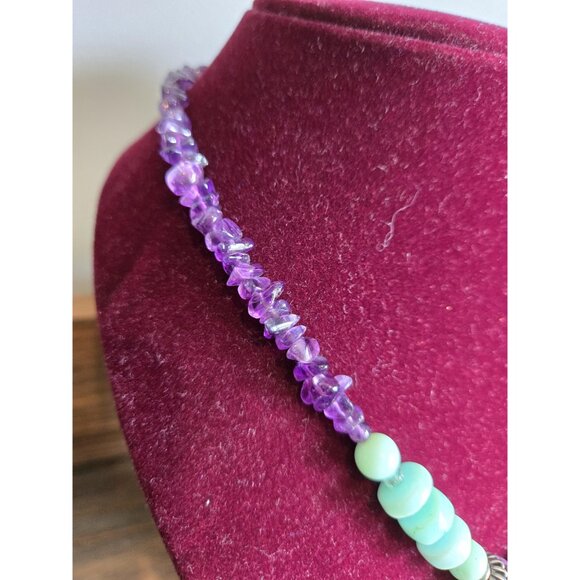 Chunky Multistone Necklace w Sugilite Pendant & Sterling Silver Purple & Aqua - Picture 6 of 9